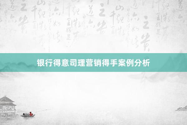 银行得意司理营销得手案例分析